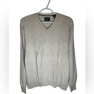 Haggar Men's Light Beige/Heather V-Neck Sweater | Size M